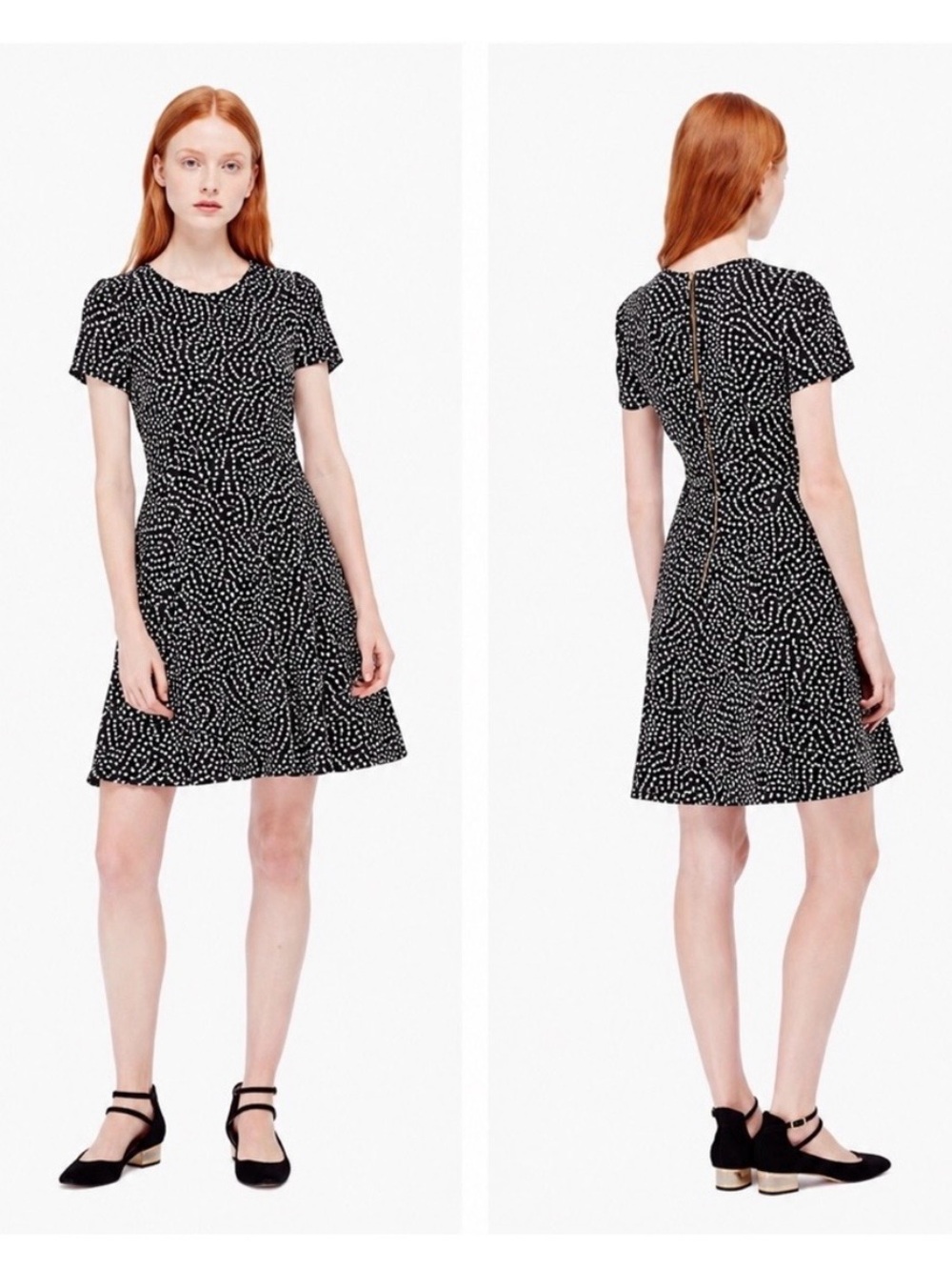 Kate Spade jazz things up short sleeve polka dot dress w back zip size 2